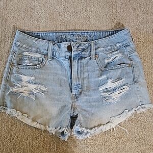 American Eagle Outfitters Distressed Light Blue Denim Shorts